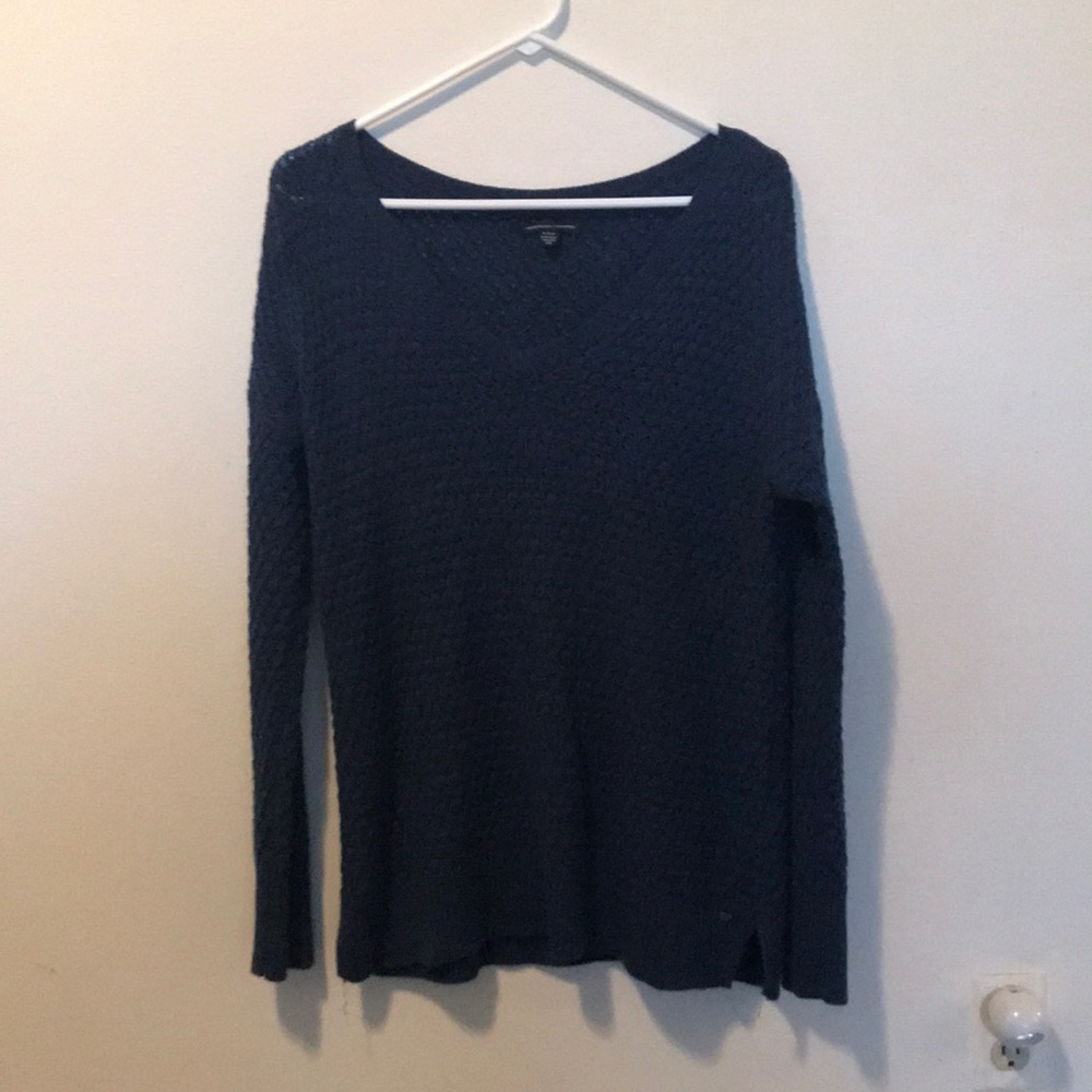 Dark Navy AEO V-Neck Sweater